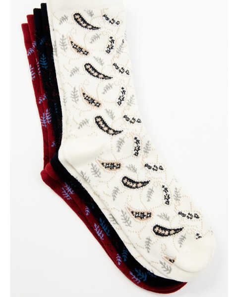 Image #3 - Shyanne Women's Libby Paisley Crew Socks - 3-Pack , Cream, hi-res