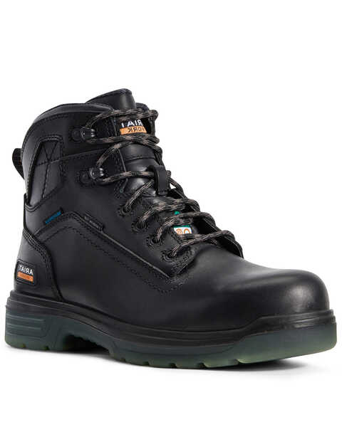 Image #1 - Ariat Men's Turbo Waterproof Work Boots - Carbon Toe, Black, hi-res