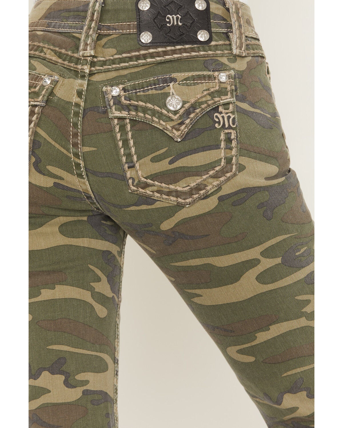 Miss Me Women's Camo Print Mid Rise Flap Pocket 32