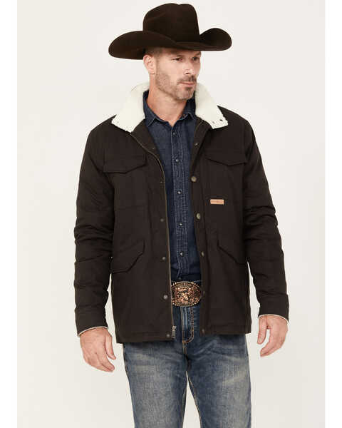 Image #1 - Powder River Outfitters by Panhandle Men's Canvas Solid Snap Heavy Jacket, Black, hi-res