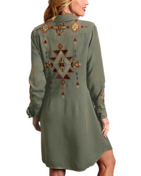 Image #1 - Stetson Women's Southwestern Embroidered Shirt Dress , , hi-res