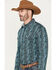 Image #2 - Panhandle Select Men's Paisley Striped Print Long Sleeve Western Snap Shirt, Turquoise, hi-res