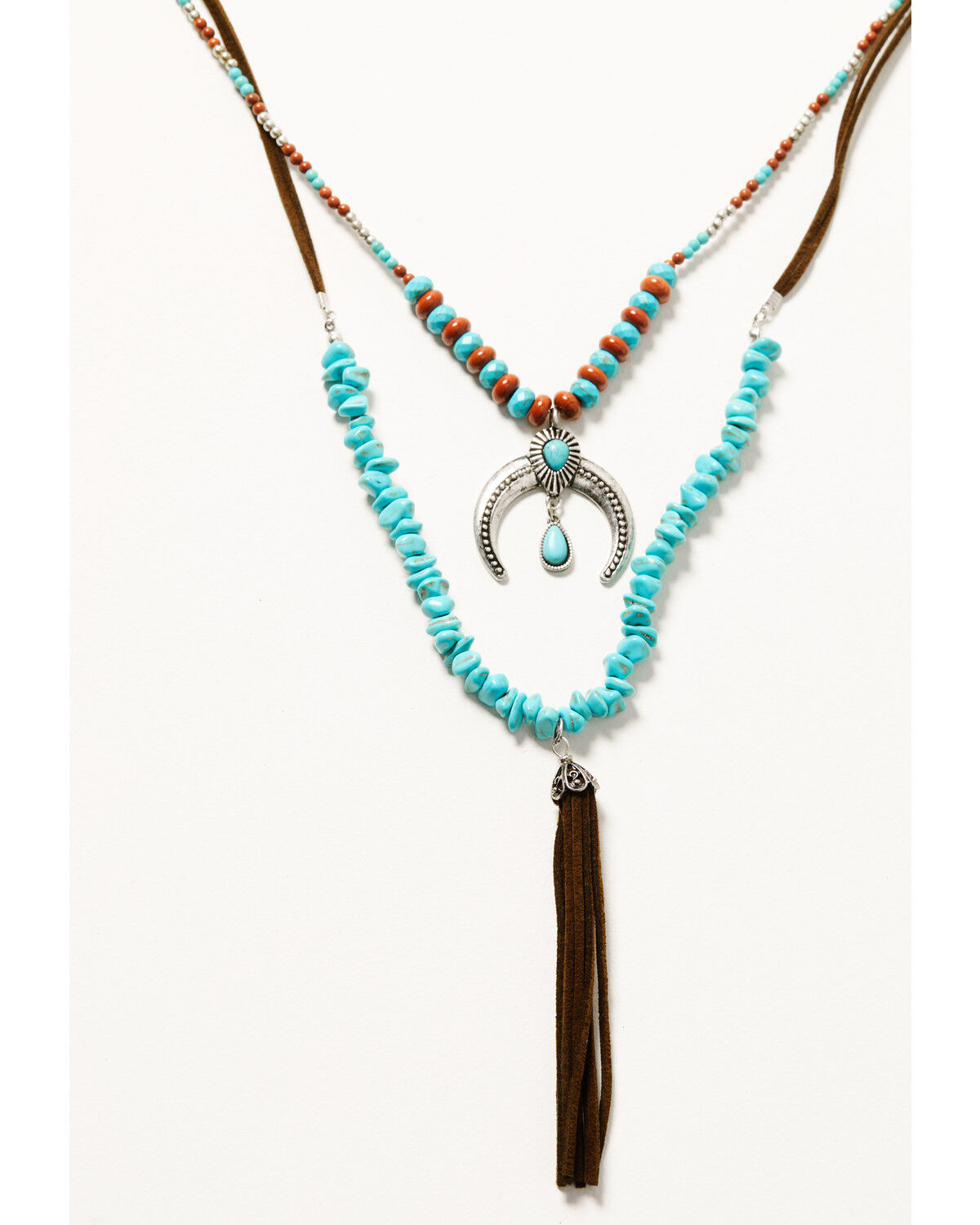 Image #1 - Shyanne Women's Canyon Sunset Crescent Tassel Necklace, Silver, hi-res