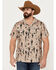 Cinch Men's Camp Tumbleweed Cactus Skull Short Sleeve Button-Down Western Shirt, Beige/khaki, hi-res