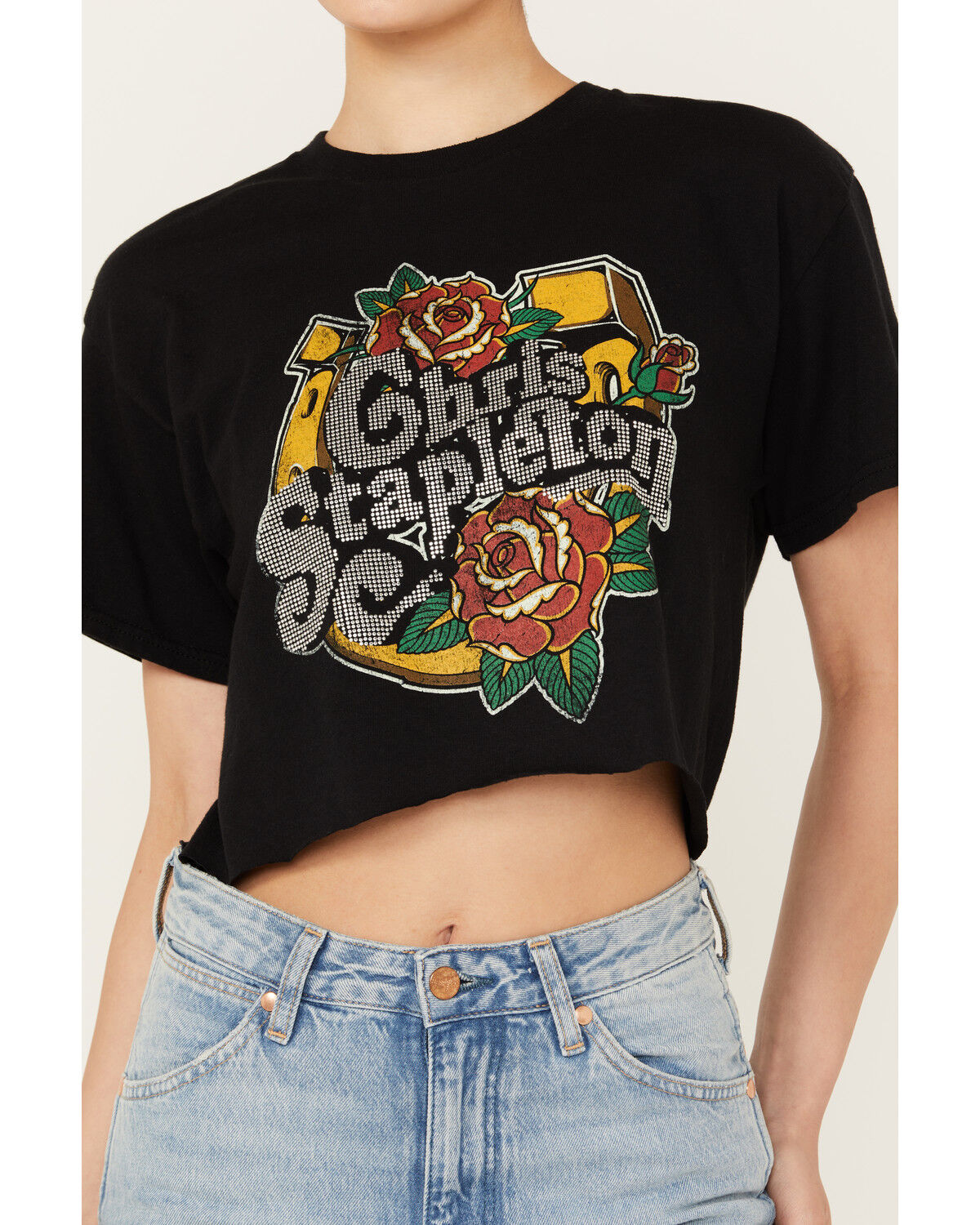 Image #3 - Merch Traffic Women's Chris Stapleton Embellished Short Sleeve Cropped Graphic Tee, Black, hi-res