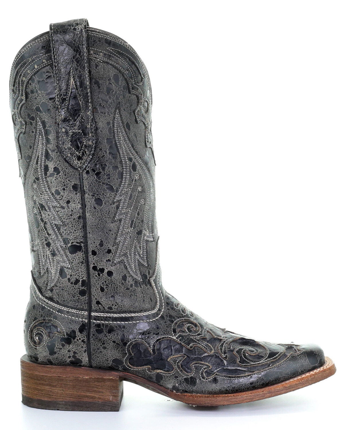Image #2 - Corral Women's Vintage Python Inlay Western Boots - Square Toe, Black, hi-res