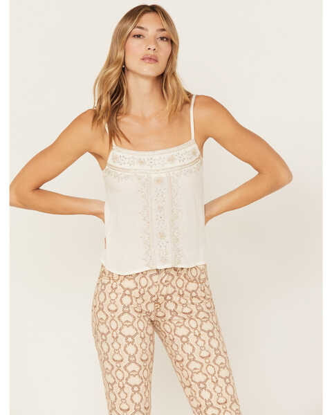 Image #2 - Shyanne Women's Beaded Cropped Cami Top, Off White, hi-res