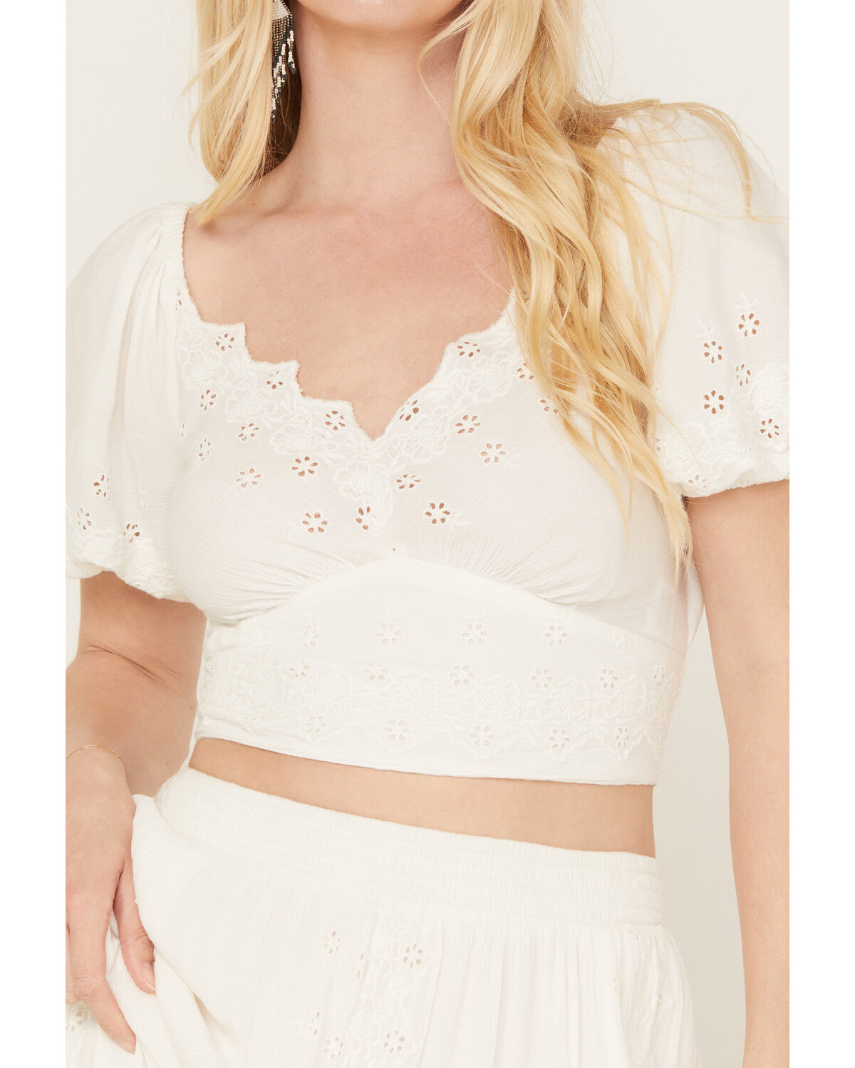 Image #3 - Idyllwind Women's Peony Cropped Top, Ivory, hi-res