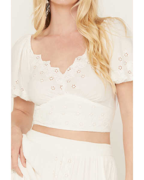 Idyllwind Women's Peony Cropped Top, Ivory, hi-res