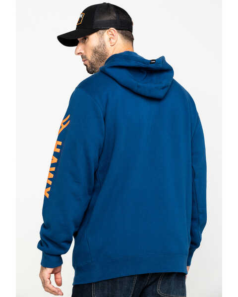 Image #2 - Hawx® Men's Logo Sleeve Performance Fleece Hooded Work Sweatshirt - Big & Tall, Blue, hi-res