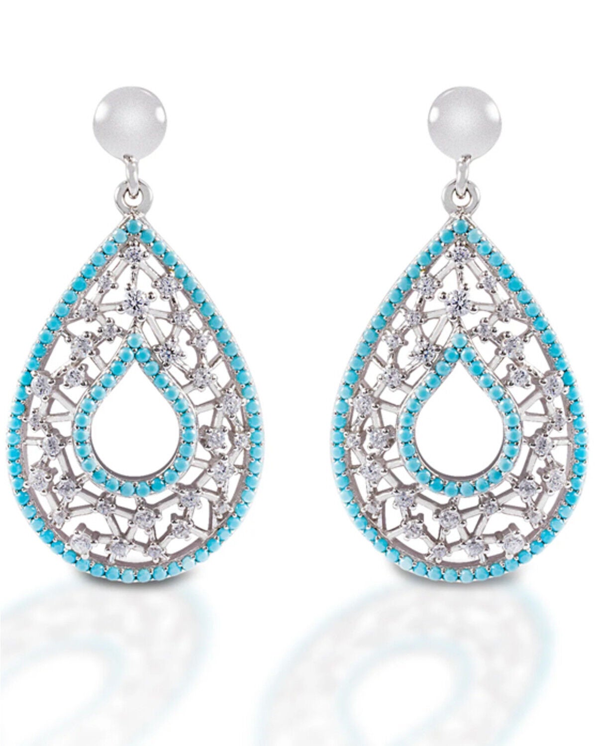 Image #1 - Kelly Herd Women's Silver & Turquoise Teardrop-Shaped Earrings, Blue, hi-res