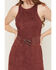 Image #3 - Rock & Roll Denim Women's Faux Suede Fringe Belted Sleeveless Midi Dress, Wine, hi-res