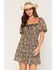 Image #1 - Trixxi Women's Floral Print Short Sleeve Mini Dress, Green, hi-res