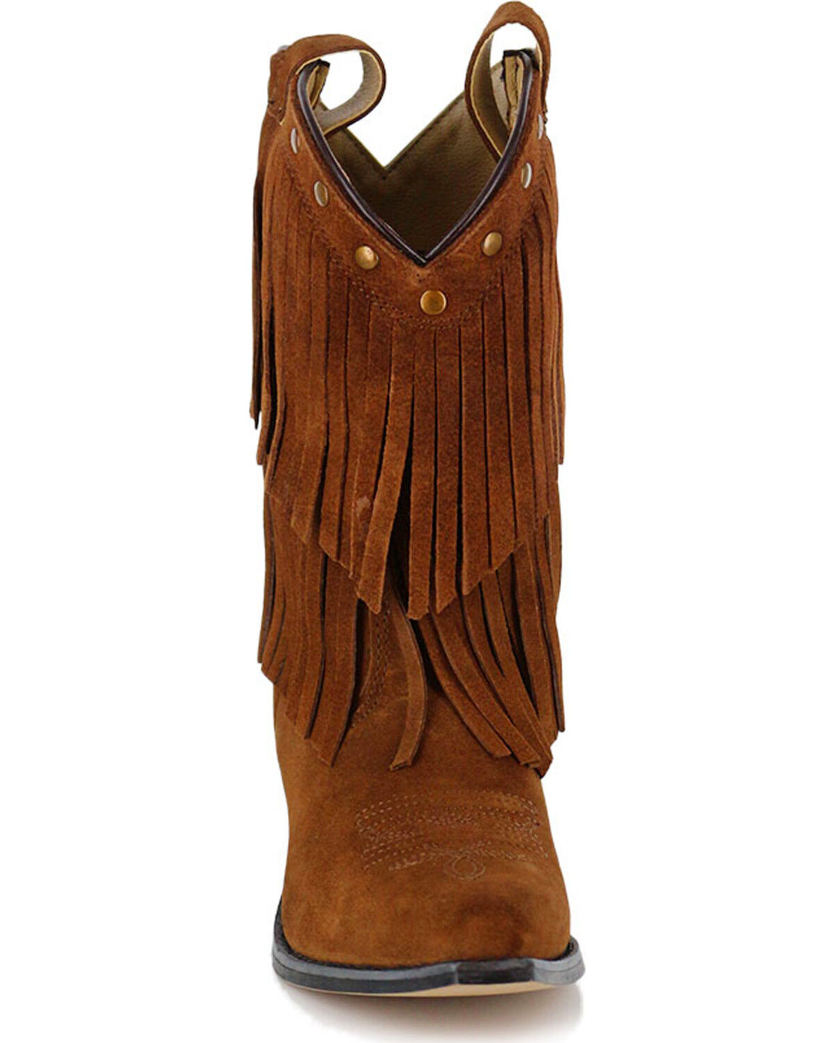 Image #4 - Shyanne Girls' Double-Fringe Western Boots - Snip Toe, Brown, hi-res