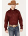 Image #1 - RANK 45® Men's Twill Logo Long Sleeve Button-Down Stretch Western Shirt, Wine, hi-res
