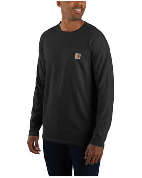 Image #1 - Carhartt Men's Force Relaxed Fit Midweight  Long Sleeve Pocket T-Shir, Black, hi-res