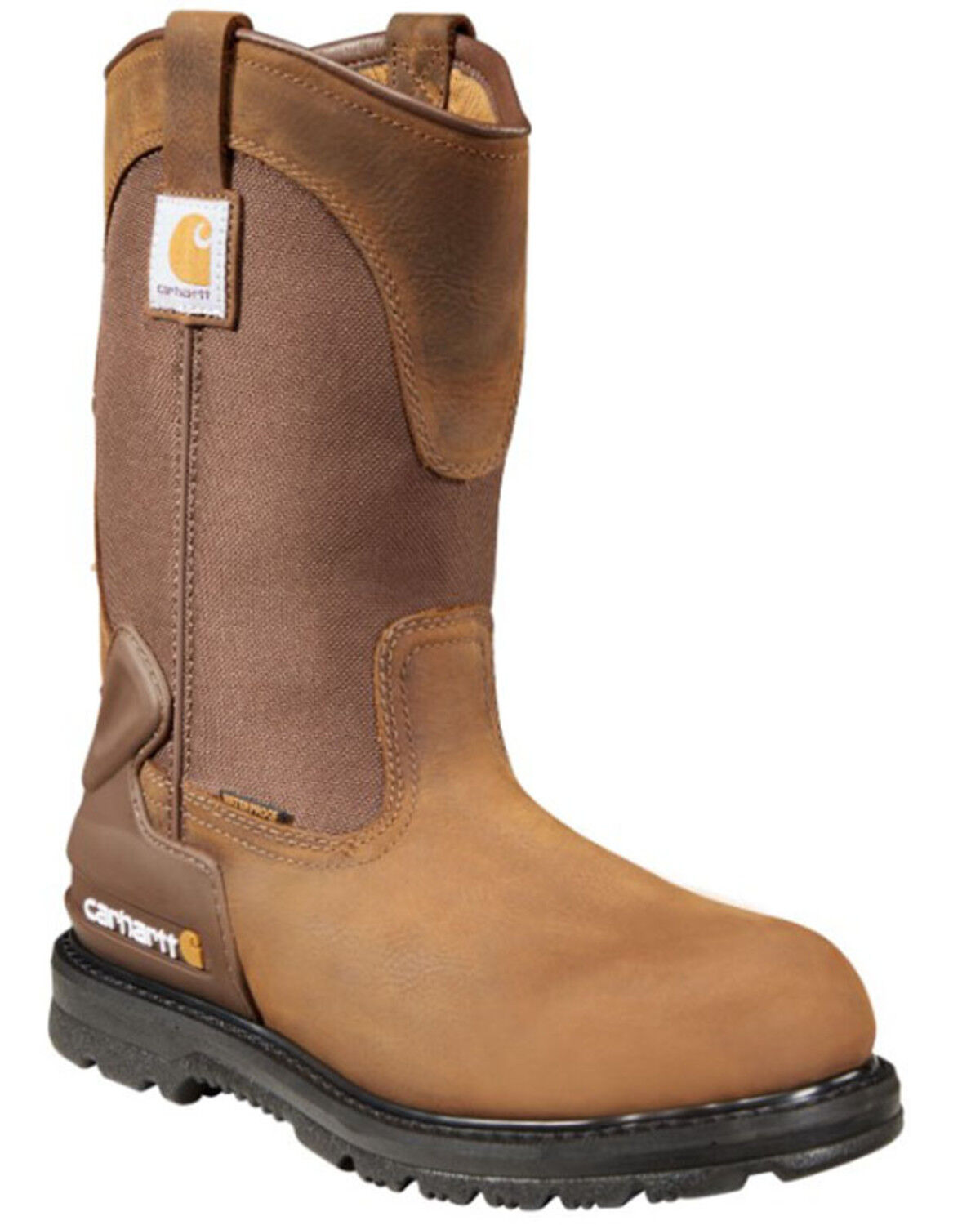 Image #1 - Carhartt Men's Waterproof Wellington Pull On Work Boots - Round Toe, Bison, hi-res