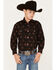 Image #1 - Panhandle Boys' Floral Print Long Sleeve Pearl Snap Western Shirt, Black, hi-res