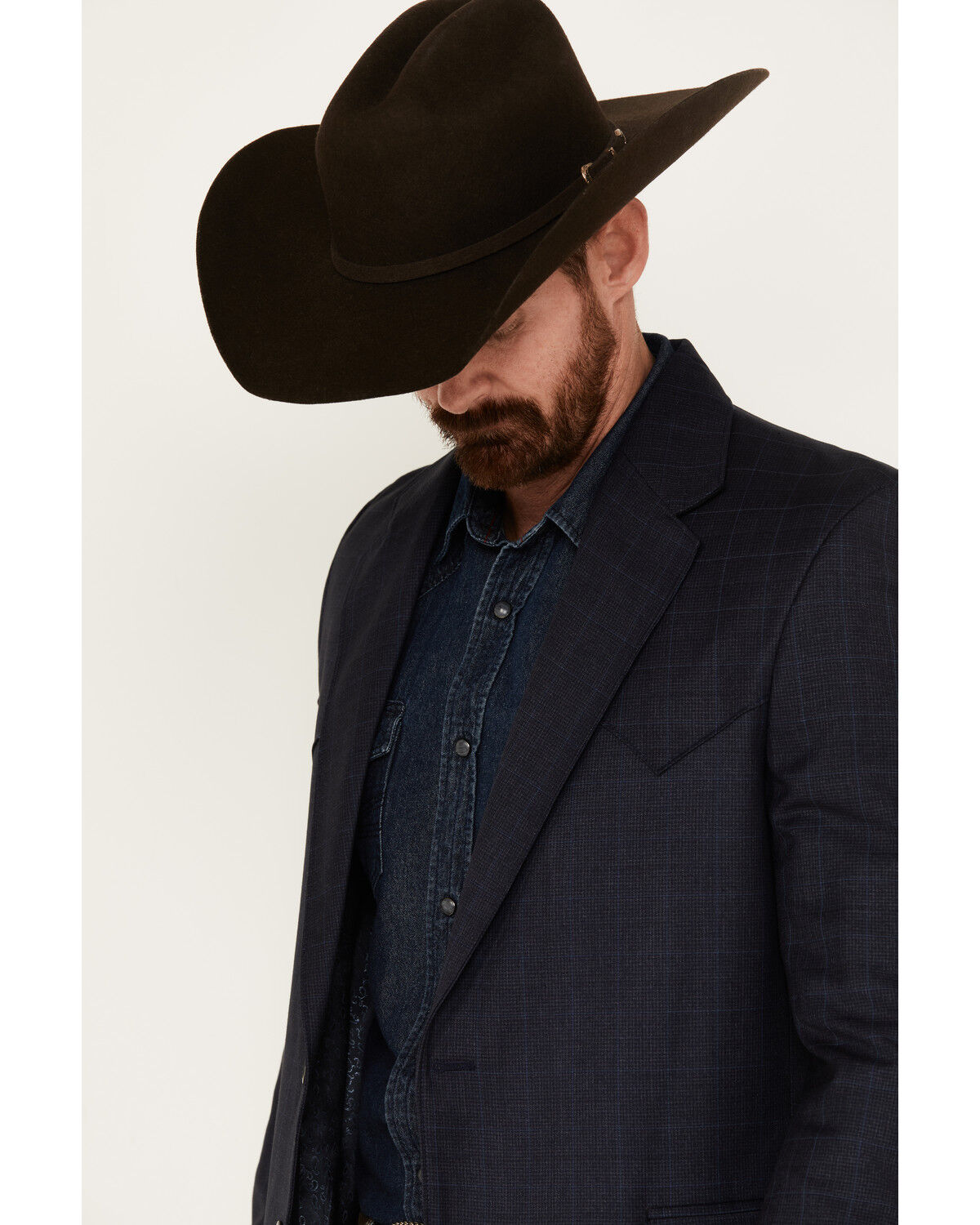 Image #2 - Circle S Men's Lubbuck Window Pane Elbow Patch Sportcoat, Blue, hi-res