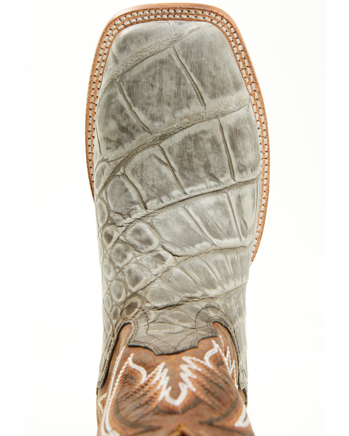 Image #6 - El Dorado Men's Exotic American Alligator Western Boots - Broad Square Toe, Grey, hi-res