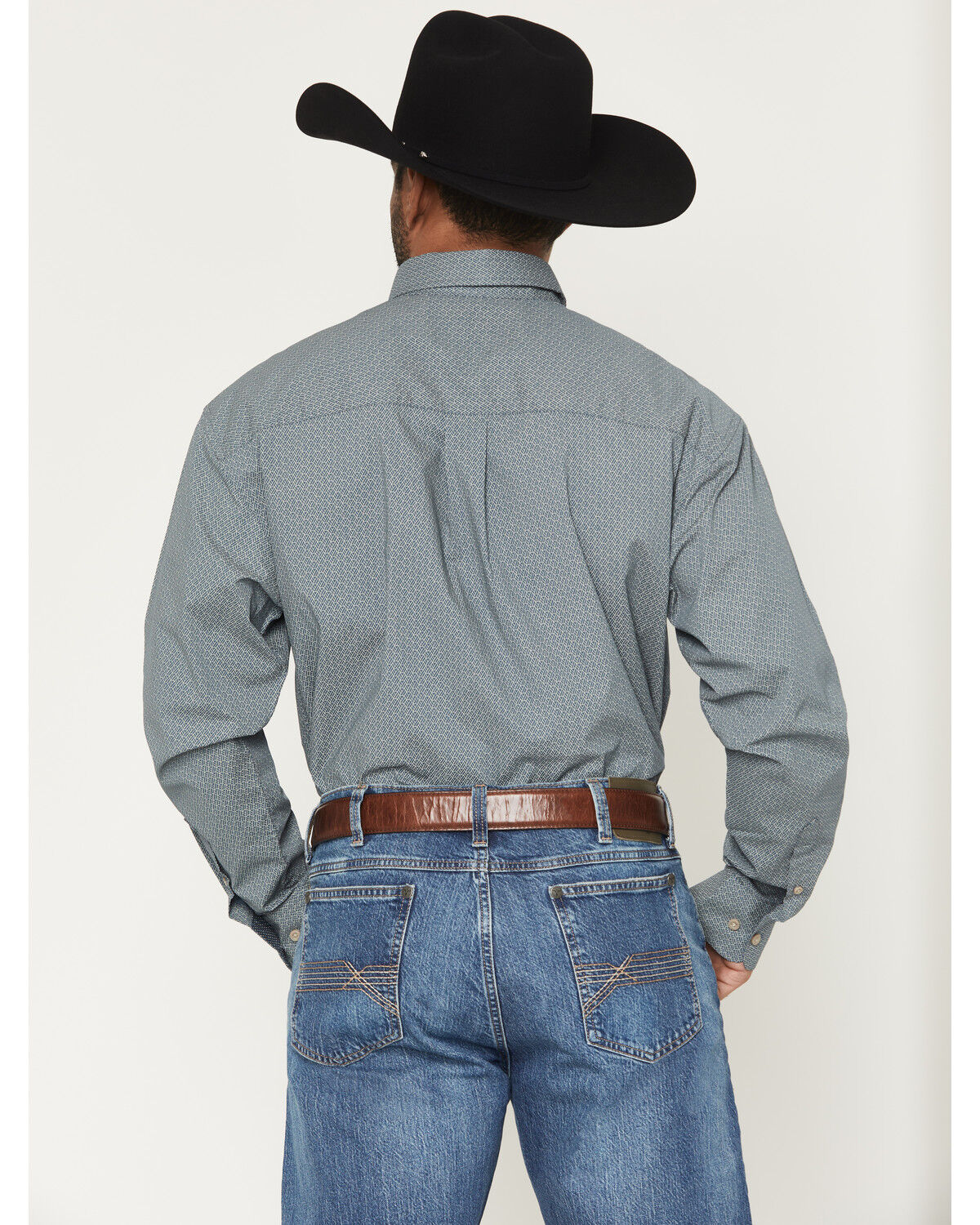 Image #4 - George Strait by Wrangler Men's Geo Print Long Sleeve Button-Down Stretch Western Shirt, Dark Teal, hi-res