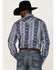 Rock & Roll Denim Men's Vertical Southwestern Stripe Long Sleeve Snap Western Shirt , Blue, hi-res