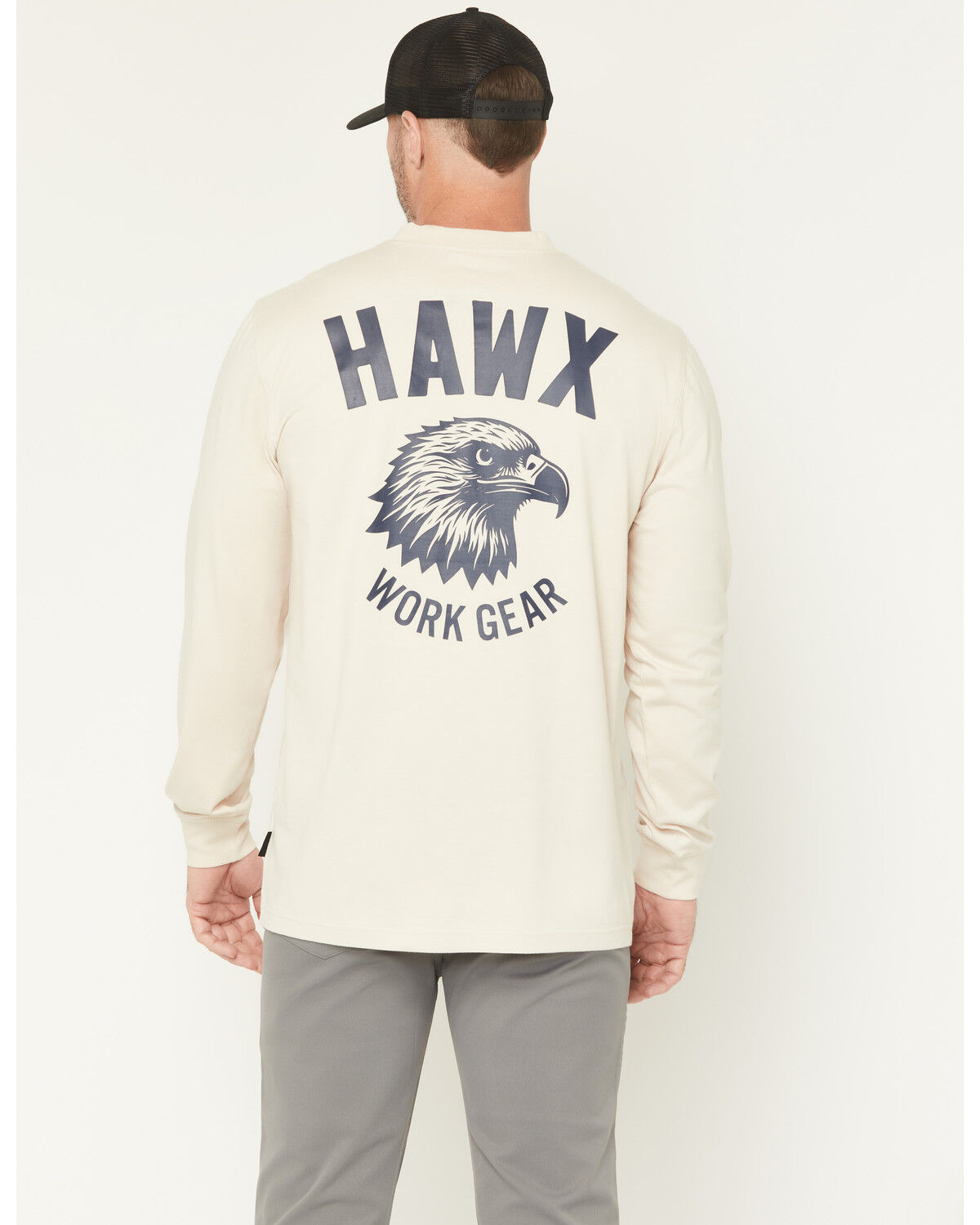Image #1 - Hawx Men's Hawk Logo Long Sleeve Graphic Work T-Shirt, Tan, hi-res