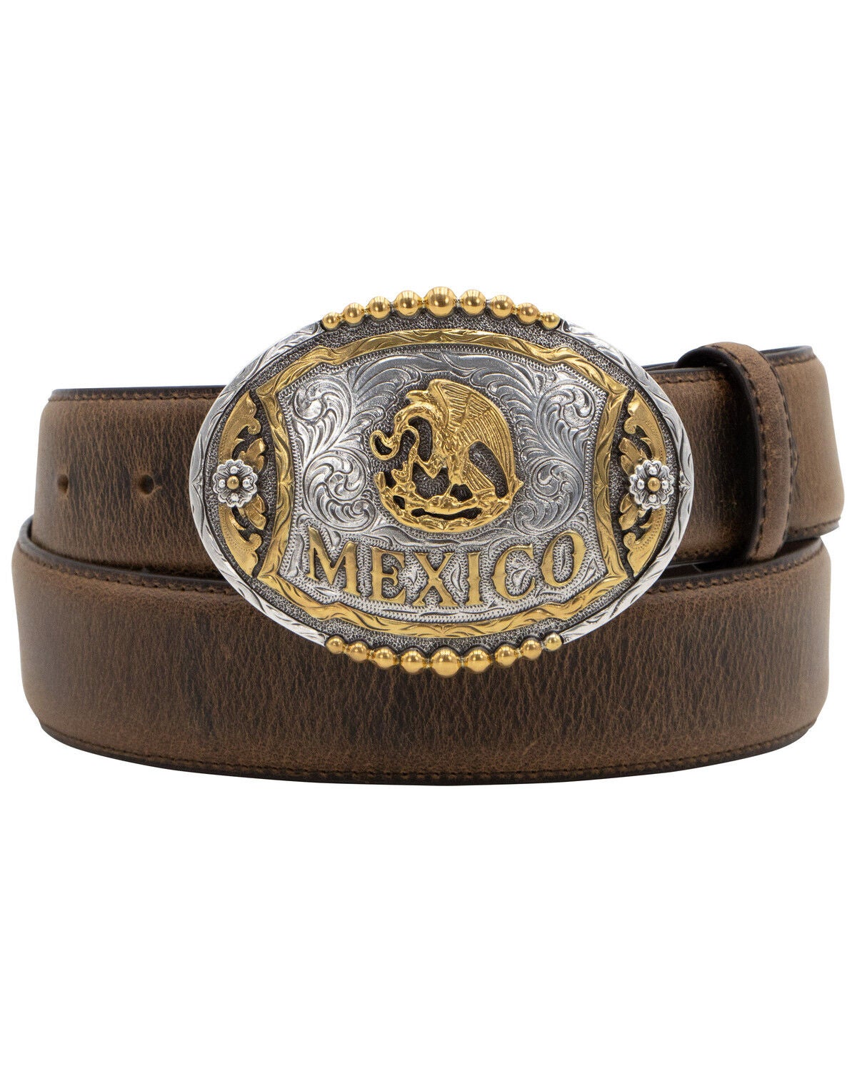Image #1 - Cody James Men's Mexican Flat Buckle Belt, Brown, hi-res