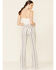 Image #4 - Cello Women's Striped Raw Hem Flare Jeans, Ivory, hi-res