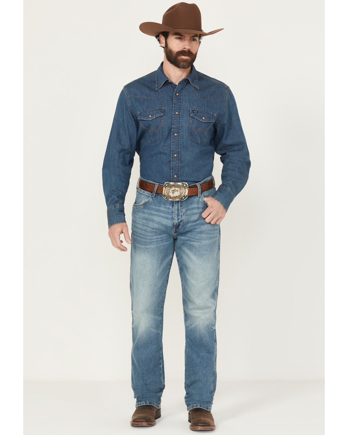 Wrangler Retro Men's 88MWZ Medium Wash Slim Straight Stretch Denim Jeans, Medium Wash, hi-res