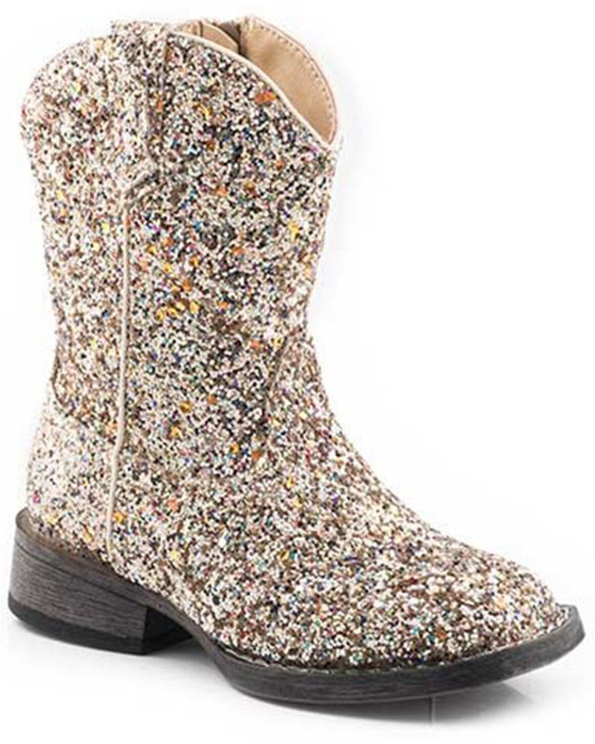 Image #1 - Roper Little Girls' Glitter Galore Western Boots - Square Toe, Tan, hi-res