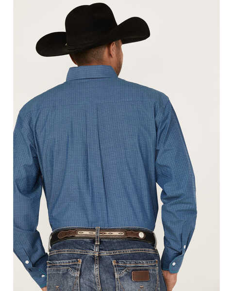 Image #4 - Rough Stock by Panhandle Men's Dobby Long Sleeve Button Down Western Shirt , Dark Blue, hi-res
