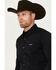 Kimes Ranch Men's Solid Long Sleeve Button Down Western Shirt, Black, hi-res