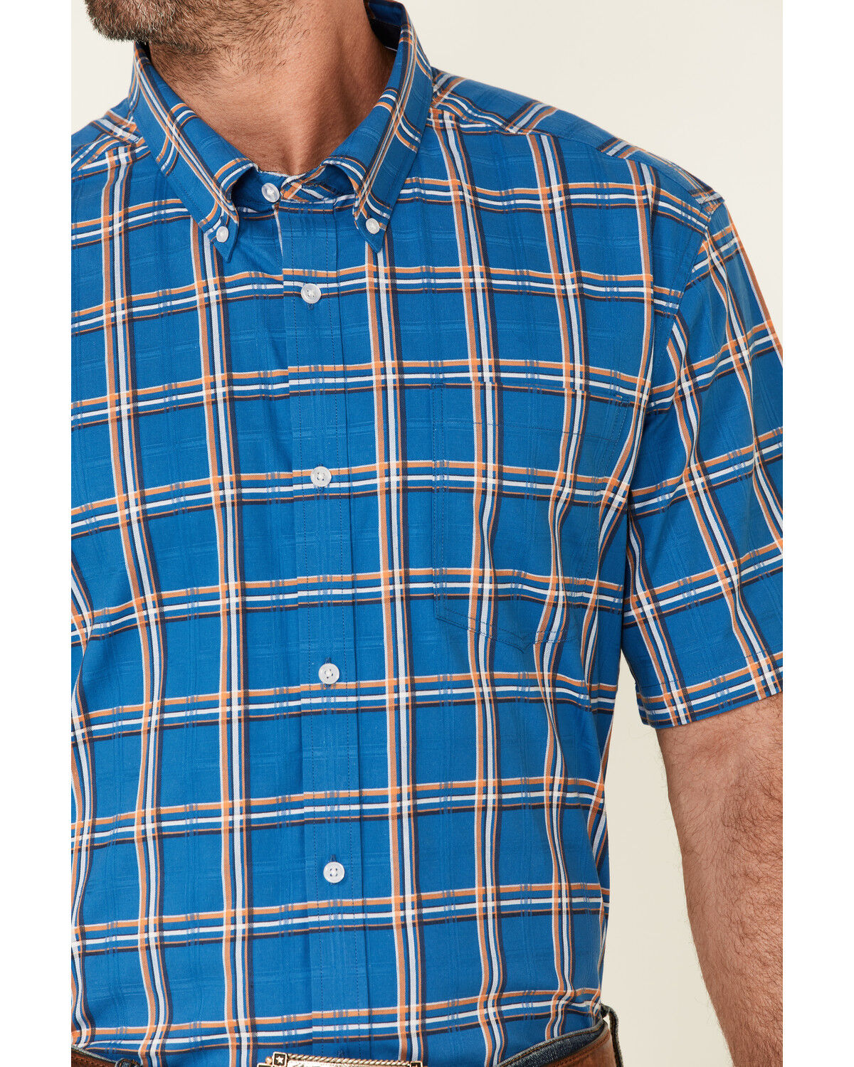 Image #3 - Cody James Core Men's Volt Plaid Print Short Sleeve Button Down Western Shirt, , hi-res