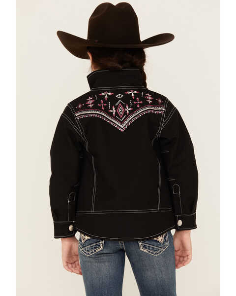 Image #4 - Cowgirl Hardware Girls' Southwestern Yoke Tech Woodsman Jacket, Black, hi-res