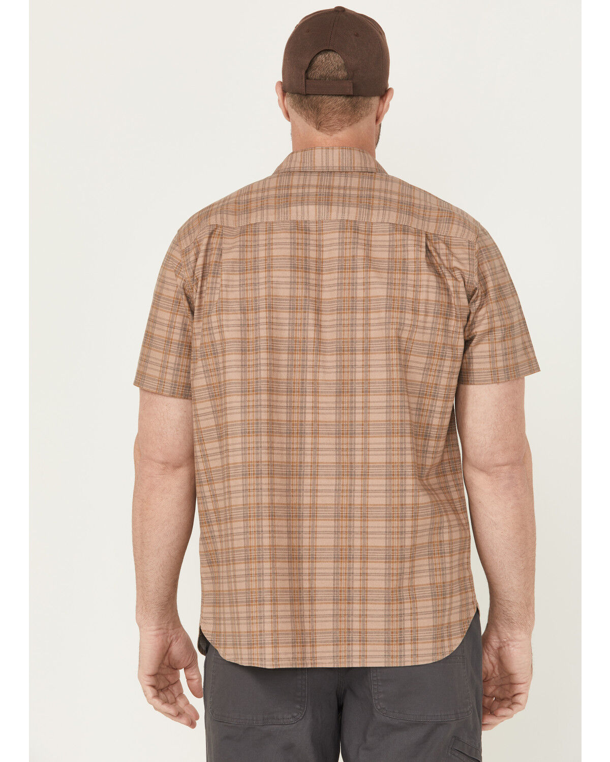 Image #4 - Lucky Brand Workwear Men's Plaid Print Short Sleeve Button-Down Work Shirt, Tan, hi-res