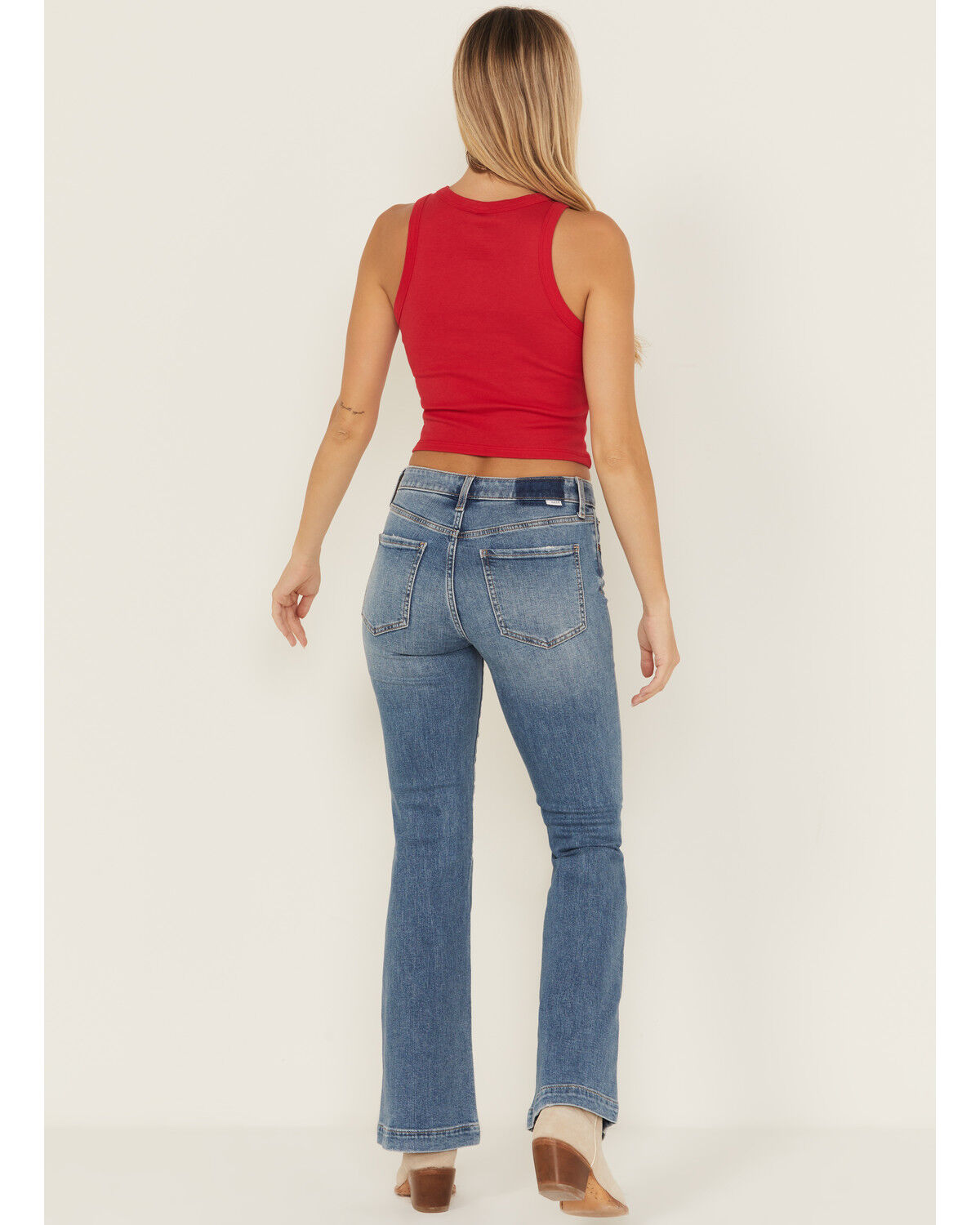 Image #3 - Daze Women's Text Me Medium Wash Mid Rise Flare Stretch Denim Jeans, Medium Wash, hi-res
