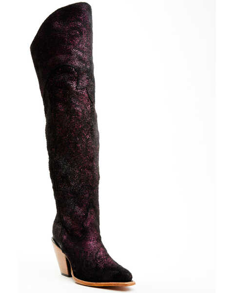 Image #1 - Corral Women's Metallic Tall Western Boots - Snip Toe , Black/purple, hi-res
