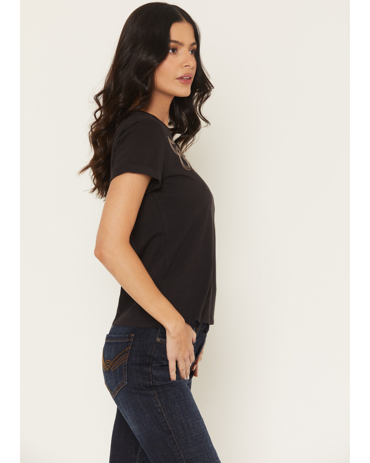 Image #2 - Idyllwind Women's Warren Boot Stitch Short Sleeve Tee, Black, hi-res