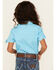 Image #4 - Shyanne Girls' Shadow Dobby Print Short Sleeve Snap Western Shirt, Light Blue, hi-res
