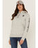 Image #1 - Carhartt Women's Clarksburg Sleeve Logo Hooded Sweatshirt, Heather Grey, hi-res