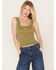 Image #1 - Free People Women's Floral Camisole Tank Top, Olive, hi-res