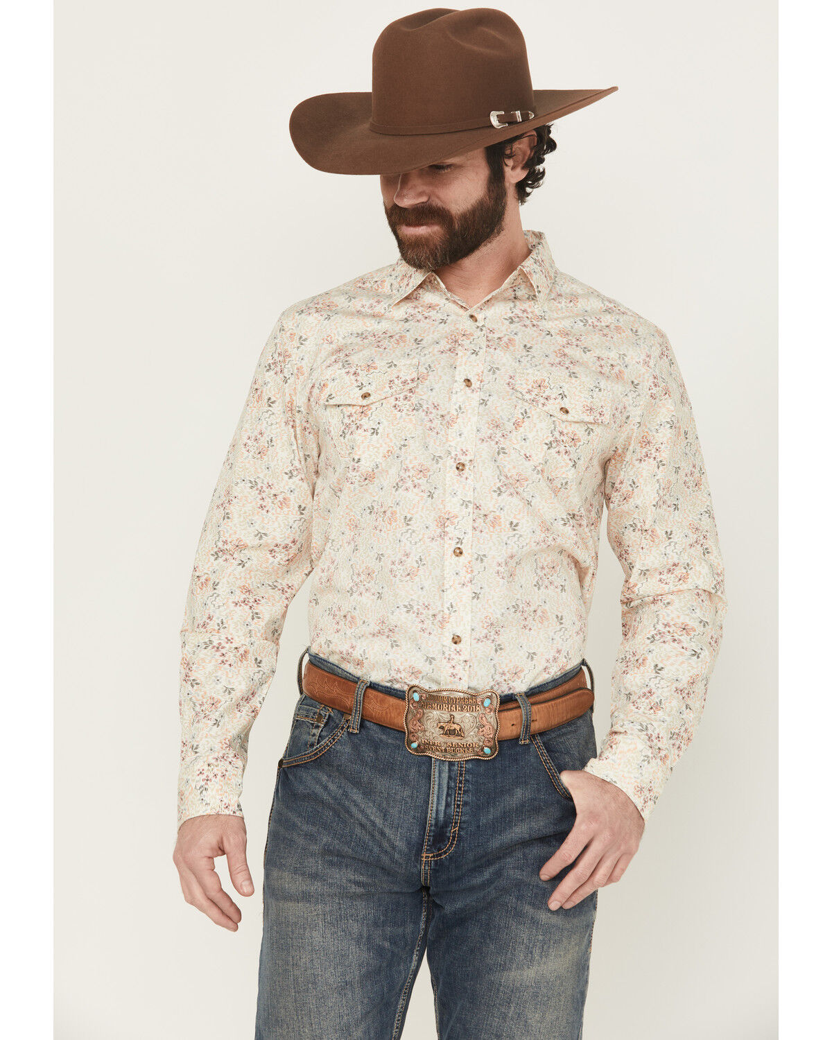 Image #1 - Gibson Trading Co Men's Solstice Floral Print Long Sleeve Snap Stretch Western Shirt, Multi, hi-res
