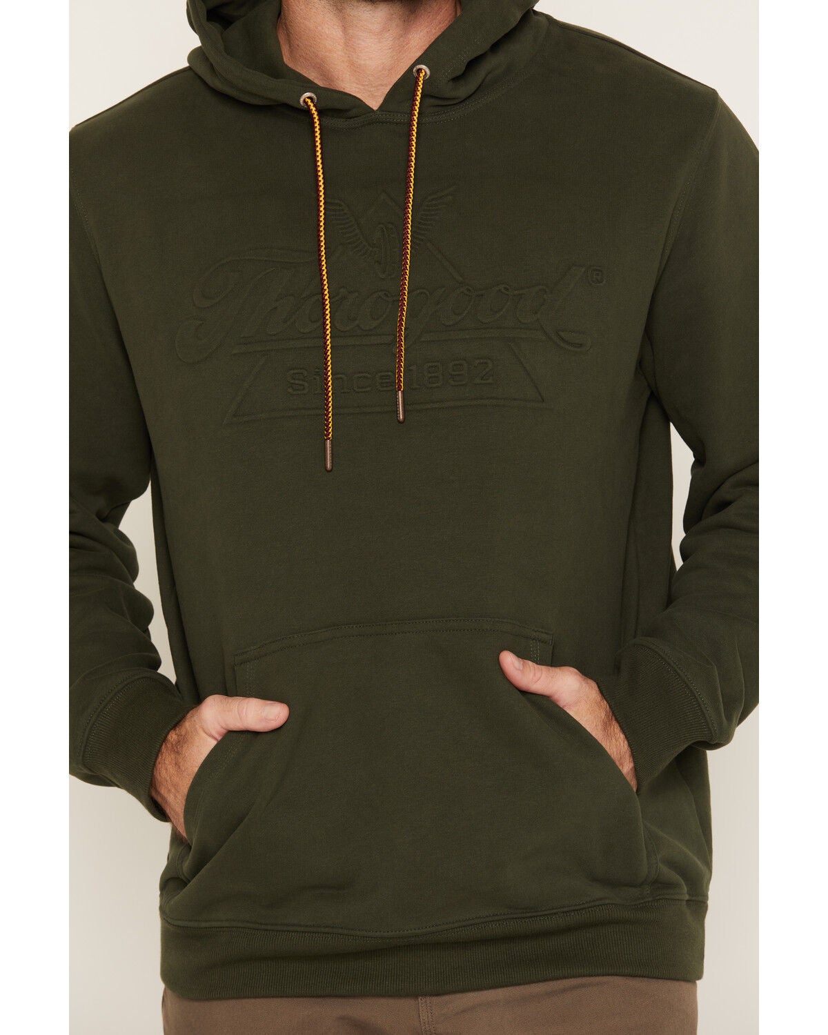 Image #3 - Thorogood Men's Embossed Logo Hooded Sweatshirt, Olive, hi-res
