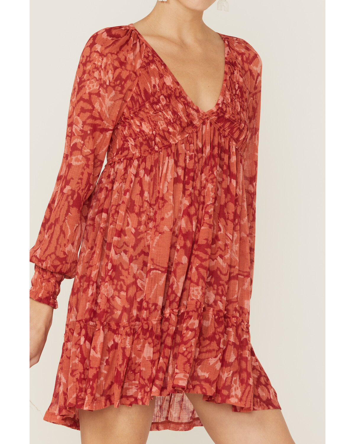 Image #2 - Beyond The Radar Women's Red Long Sleeve Knit Mini Dress, Red, hi-res
