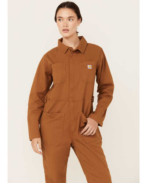 Image #2 - Carhartt Women's Rugged Flex® Relaxed Fit Canvas Coveralls , Tan, hi-res