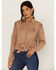 Image #1 - Idyllwind Women's Fate Tie-Front Faux Suede Fringe Shirt, Tan, hi-res