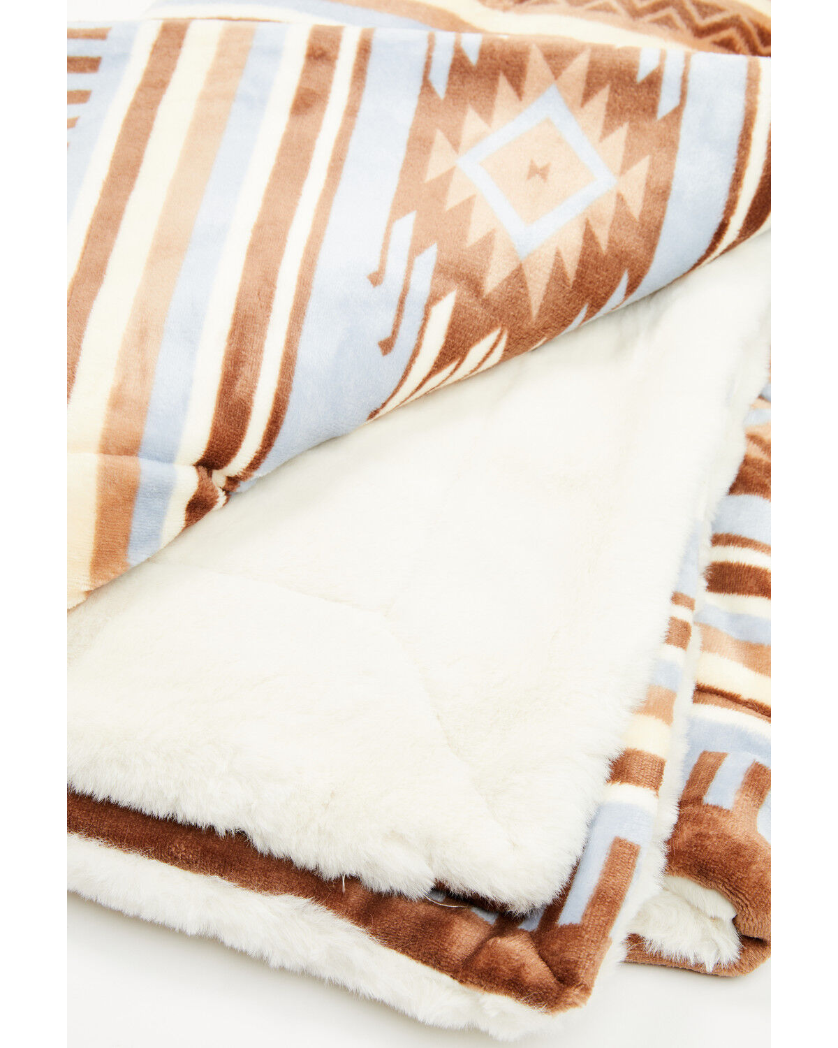 Image #2 - Boot Barn Southwestern Print Faux Fur Blanket, Light Blue, hi-res