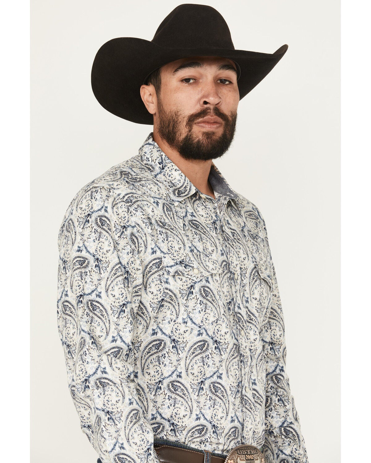 Image #2 - Cody James Men's Rodeo Runway Paisley Print Long Sleeve Snap Shirt, Blue, hi-res