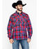 Image #5 - Rock 47 by Wrangler Men's Classic Large Plaid Print Long Sleeve Snap Western Shirt , Red, hi-res